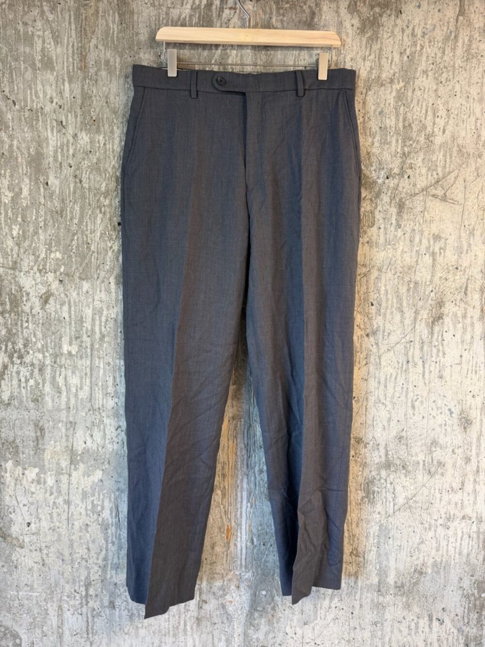 BALLIN Men's Super 120s Wool Comfort-EZE Dress Pants Size 36 In Mid Grey